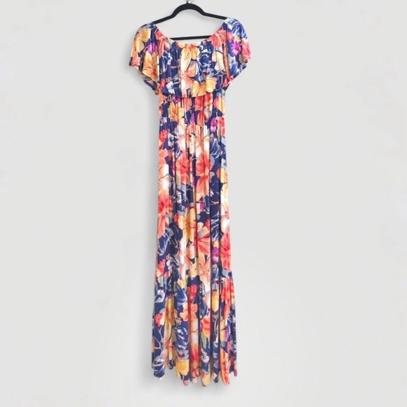 Before You Tropical Floral Off-Shoulder Maxi Dress - Size Small - Picture 2 of 3